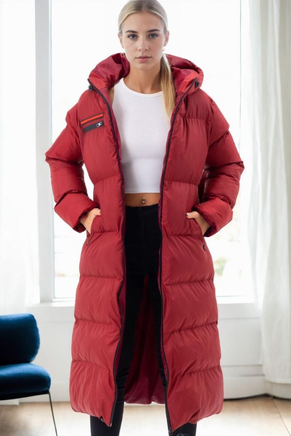 dewberry Z6756 DEWBERRY LADIES' INFLATABLE COAT-BURGUNDY-1