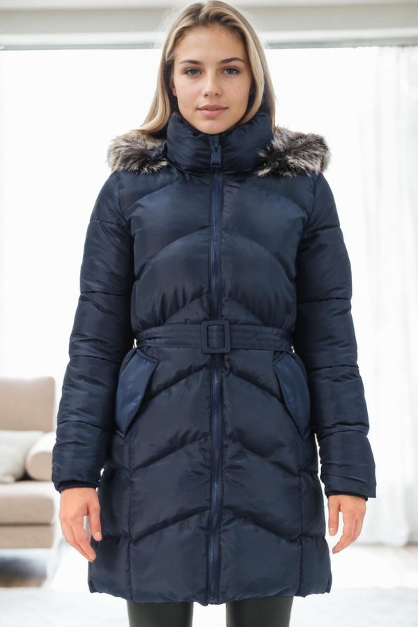 dewberry Z6768 DEWBERRY WOMEN'S COAT-NAVY-1