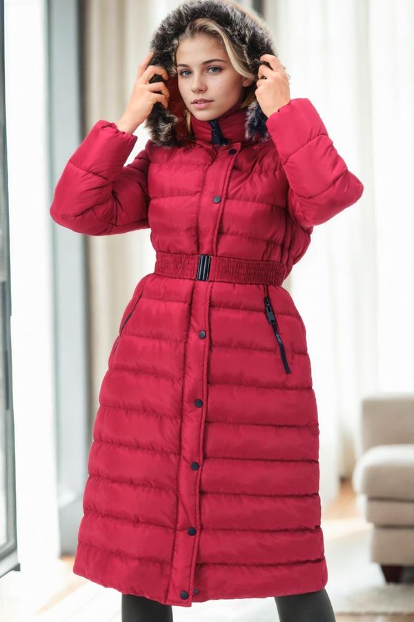 dewberry Z6769 DEWBERRY WOMEN'S COAT-BURGUNDY-1