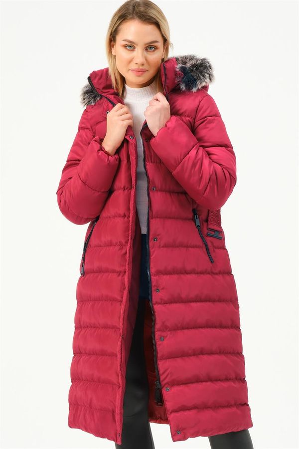 dewberry Z6779 DEWBERRY WOMEN'S COAT-BURGUNDY