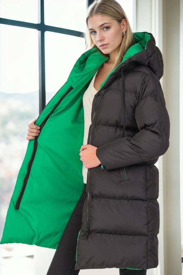 dewberry Z9687 DEWBERRY WOMEN'S COAT-BLACK-GREEN