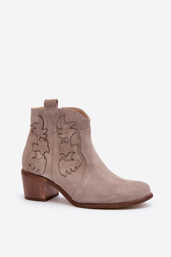 Zazoo Zazoo 3426 Women's Suede Cowboy Boots Cappucino