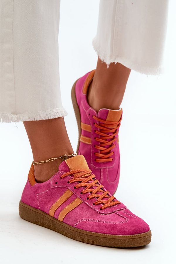 Zazoo Zazoo N1068 Low Women's Suede Sneakers Fuchsia