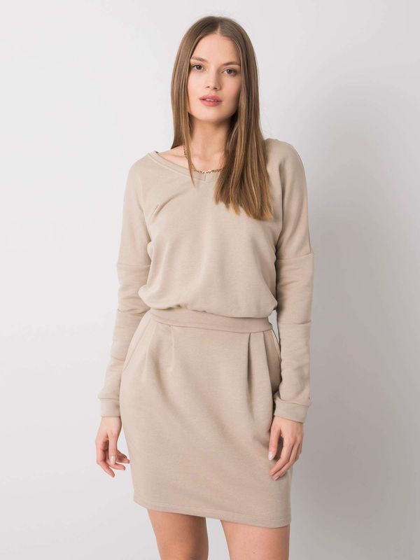 Fashionhunters Ženska haljina Fashionhunters Beige