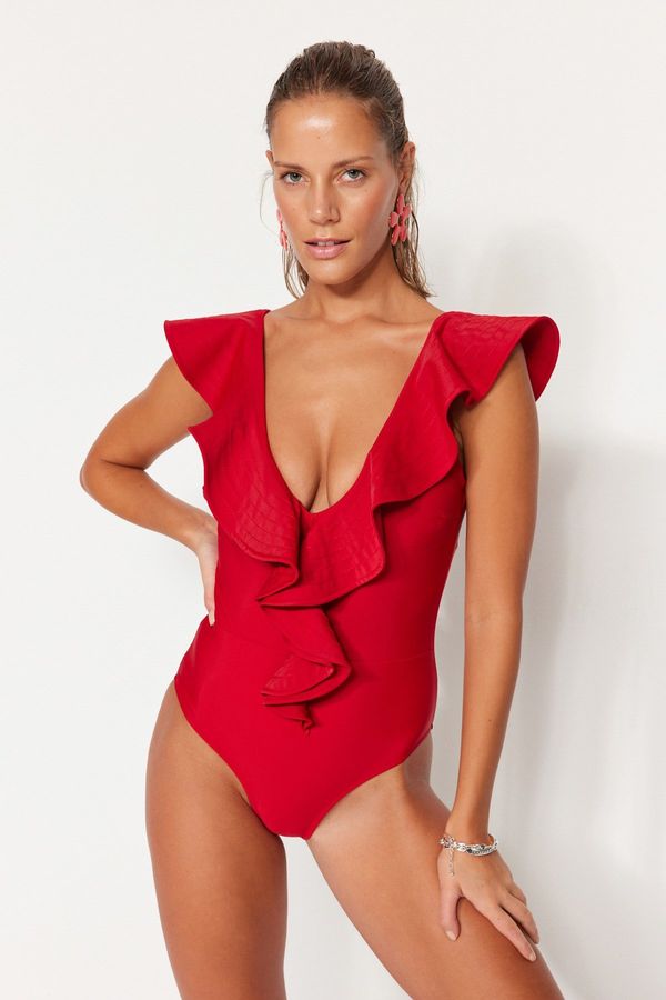 Trendyol Ženski jednodijelni kupaći kostim Trendyol Frill detailed