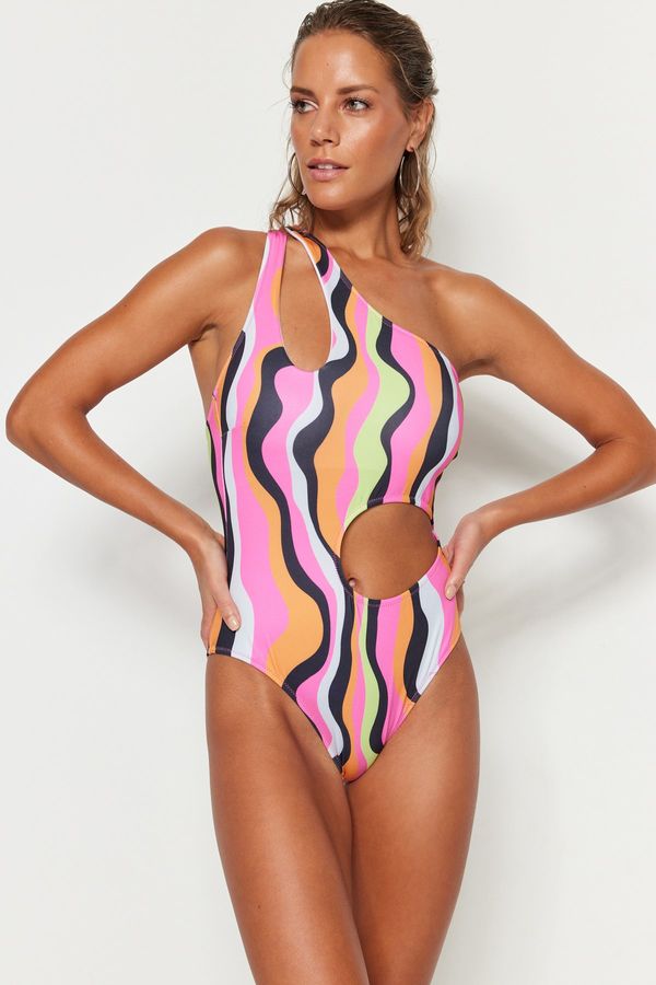 Trendyol Ženski kupaći kostim Trendyol Brush Paint Effect