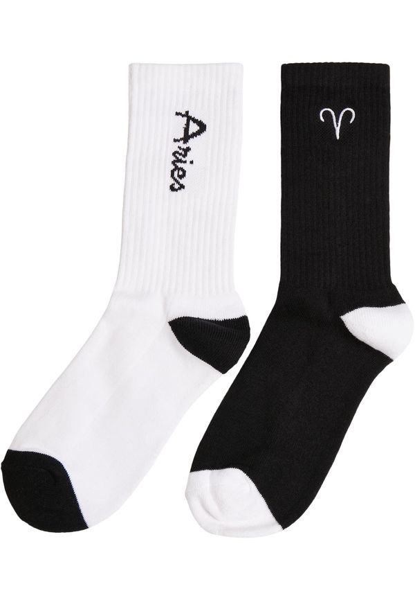 MT Accessoires Zodiac Socks 2-pack black/white Aries