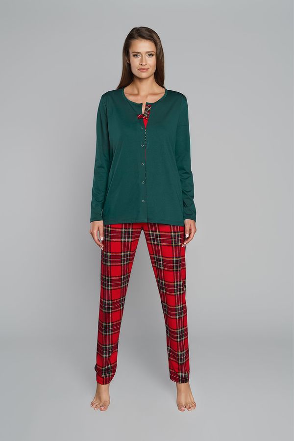 Italian Fashion Zorza women's pyjamas, long sleeves, long legs - green/print