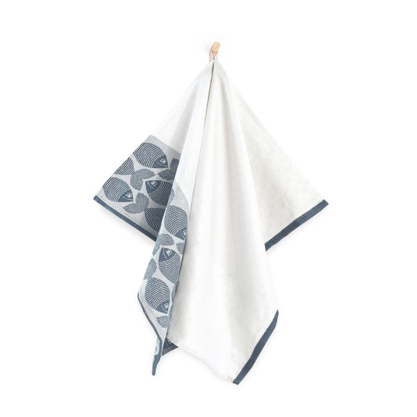 Zwoltex Zwoltex Unisex's Dish Towel Ryby Fala Navy Blue