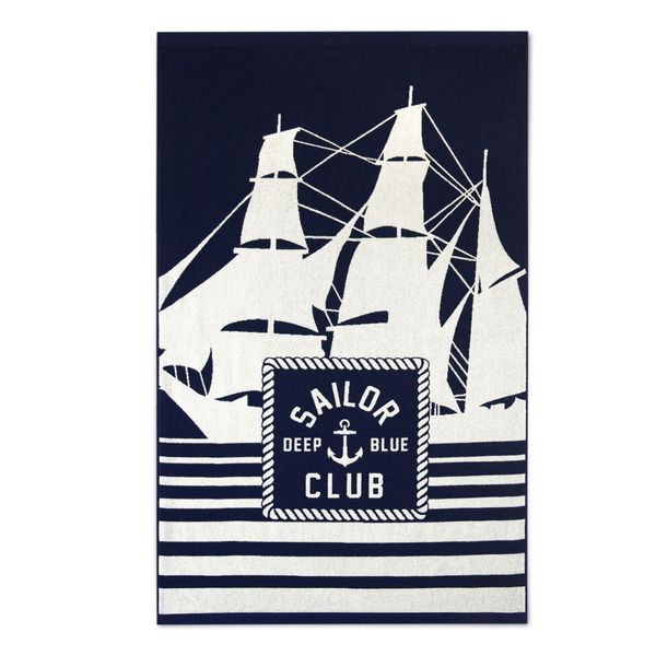 Zwoltex Zwoltex Unisex's Velour Beach Towel Sailor Navy Blue/White