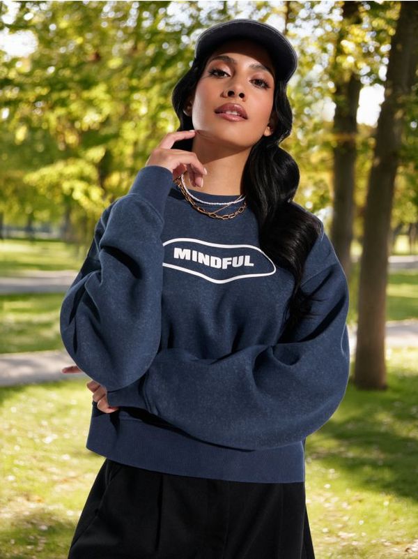 Sinsay Sinsay - Duks s natpisom - mornarsko plava