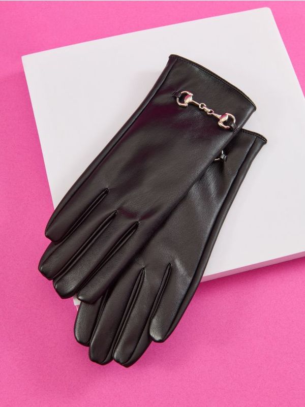 Sinsay Sinsay - Faux leather mittens - crno