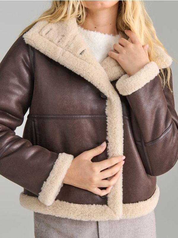 Sinsay Sinsay - Jakna od umjetnog krzna - smeđe