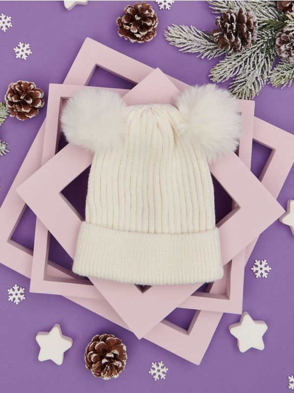 Sinsay Sinsay - Kapa s pomponom - krem