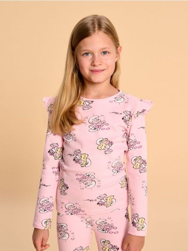 Sinsay Sinsay - Majica dugih rukava Smurfs - roze