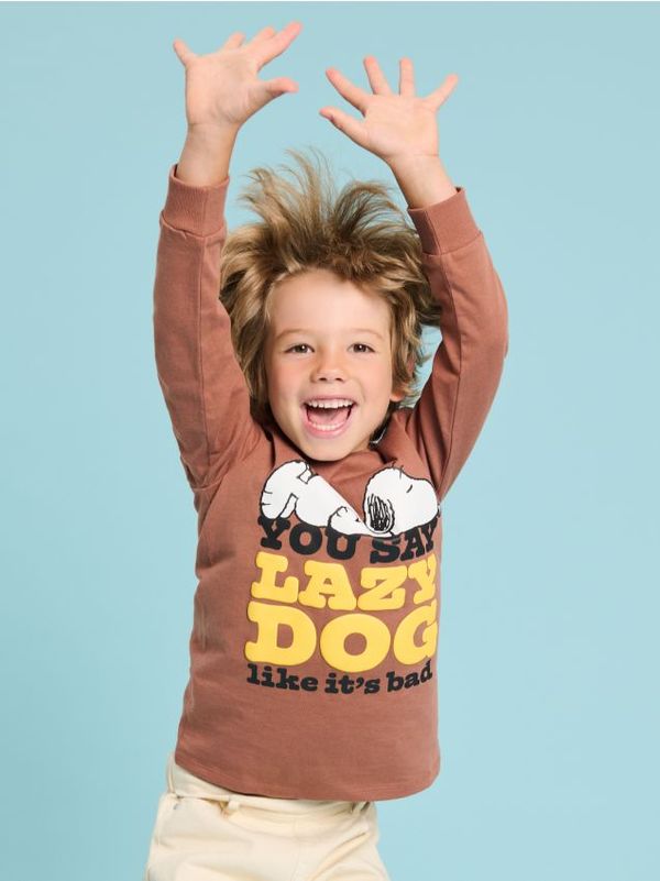 Sinsay Sinsay - Majica dugih rukava Snoopy - smeđe