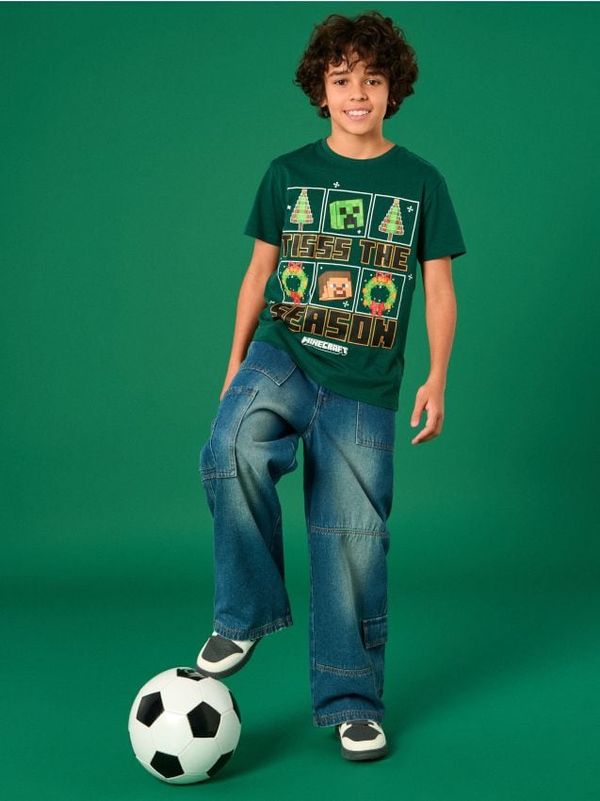 Sinsay Sinsay - Majica kratkih rukava Minecraft - zeleno