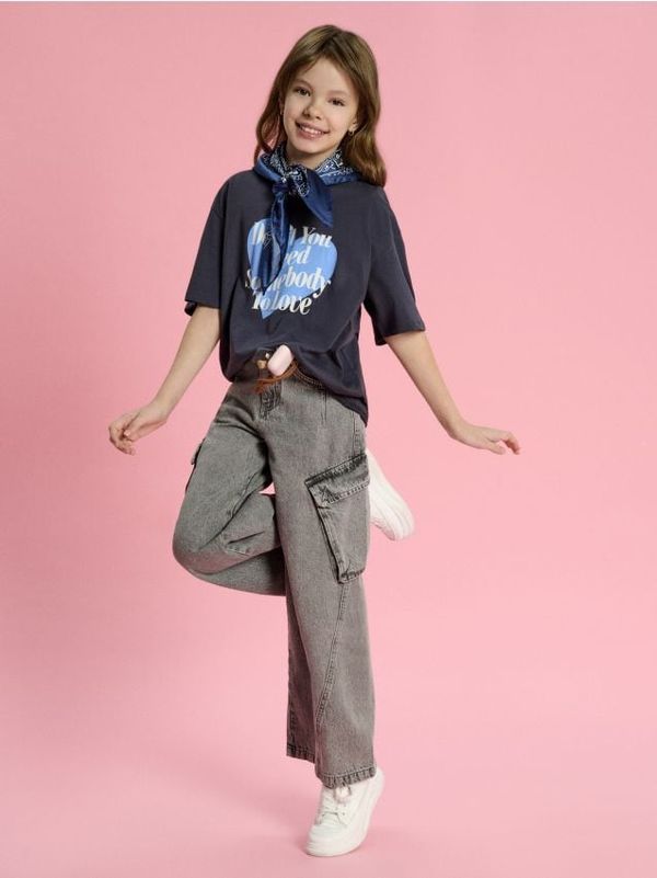 Sinsay Sinsay - Wide leg farmerke - siva